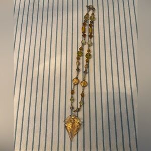 Elegant Gold and Brown Beaded Necklace-Handmade